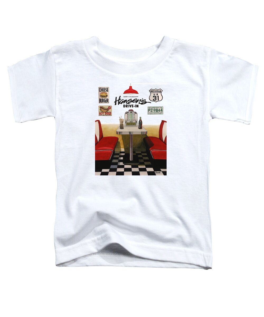 Diner Toddler T-Shirt featuring the painting Hansen's Drive-In by Ferrel Cordle