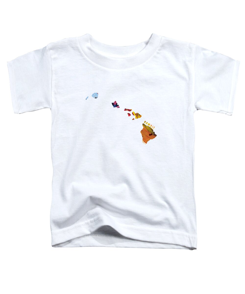 Hawaii Toddler T-Shirt featuring the digital art Hawaii Map Art - Painted Map of Hawaii by World Art Prints And Designs