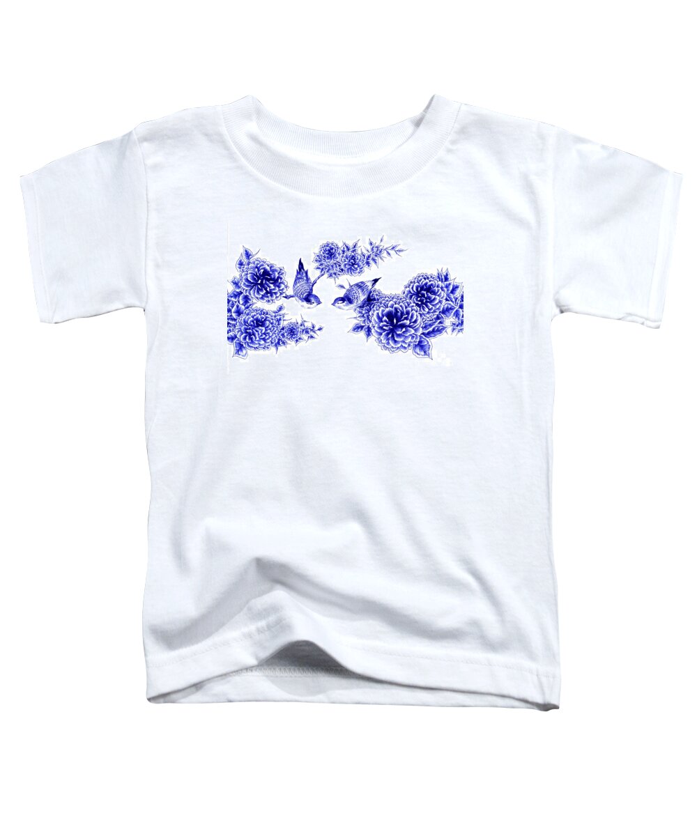 Bird Toddler T-Shirt featuring the drawing Hello and Good Morning by Alice Chen