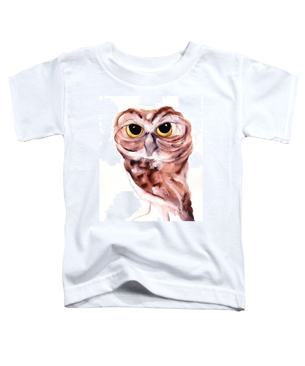 Owl Toddler T-Shirt featuring the painting Hello There by Dawn Derman