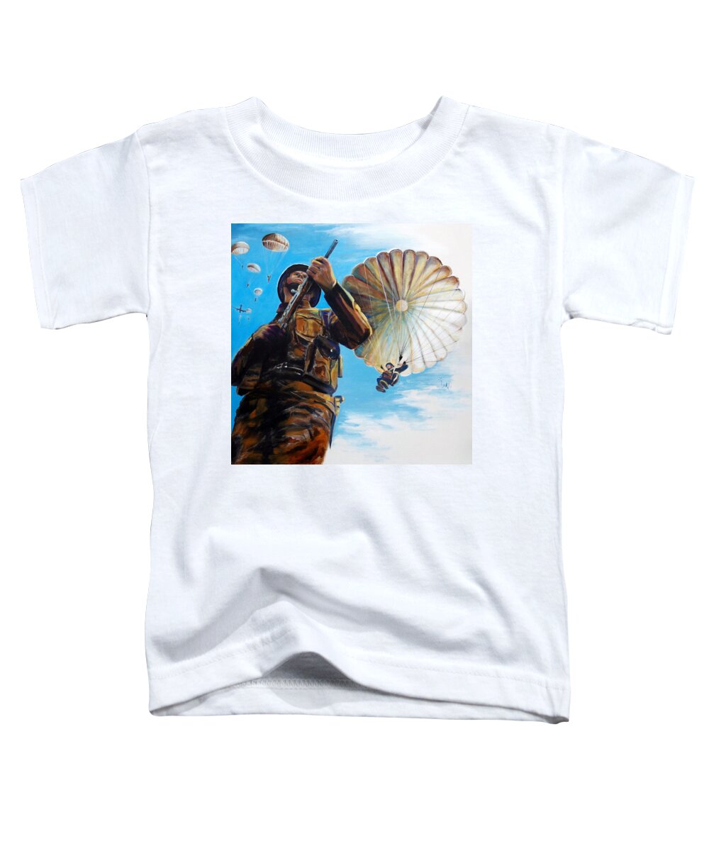 Service Men Toddler T-Shirt featuring the painting His Needs Come First by Jodie Marie Anne Richardson Traugott     aka jm-ART