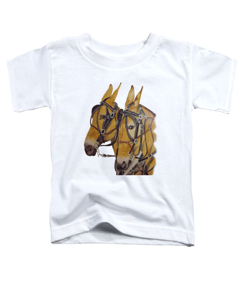 Mule Toddler T-Shirt featuring the painting Hitched #2 by Gary Thomas
