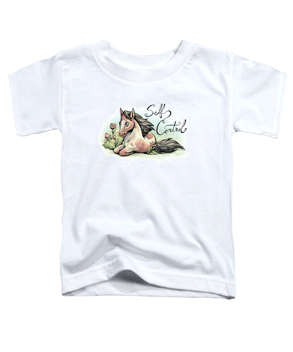 Inspirational Toddler T-Shirt featuring the drawing Inspirational Animal PONY by Sipporah Art and Illustration