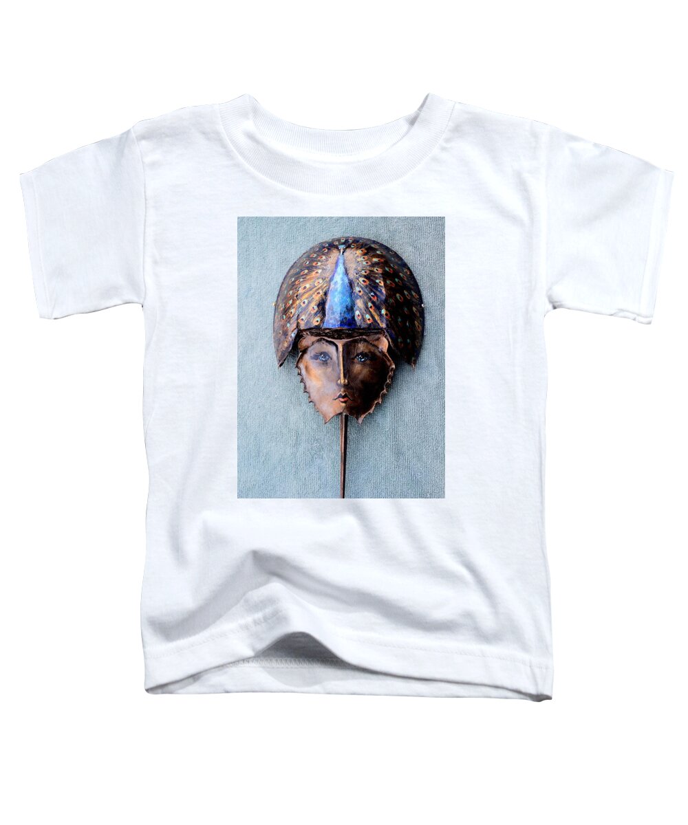 Roger Swezey Toddler T-Shirt featuring the sculpture Horseshoe Crab Mask Peacock Helmet by Roger Swezey