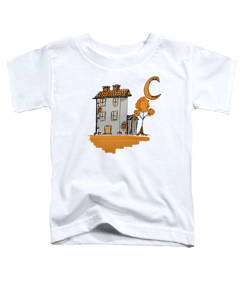 House Toddler T-Shirt featuring the digital art House and moon by Piotr Dulski