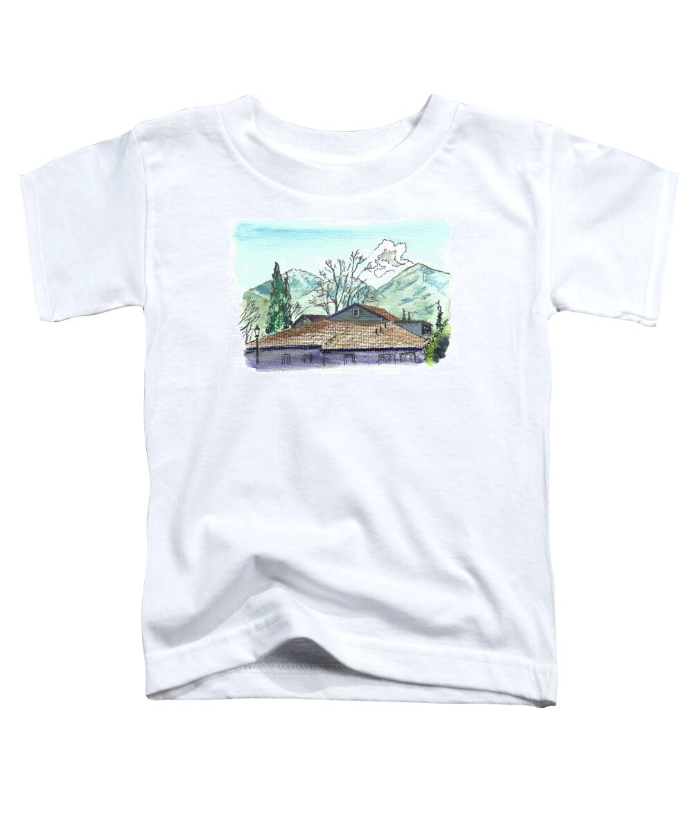 Landscape Toddler T-Shirt featuring the painting House in the Mountains by Masha Batkova