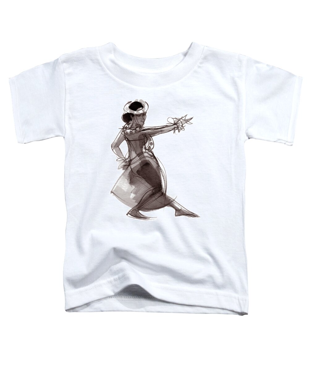Hula Toddler T-Shirt featuring the painting Hula Dancer Keala by Judith Kunzle