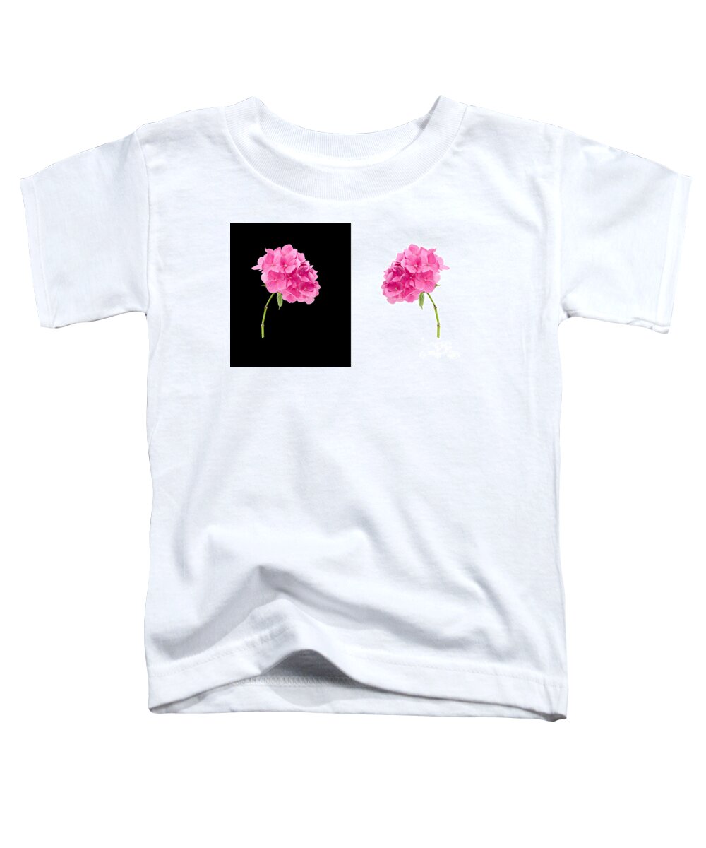Background Toddler T-Shirt featuring the photograph Hydrangeas On Black And White by Meirion Matthias