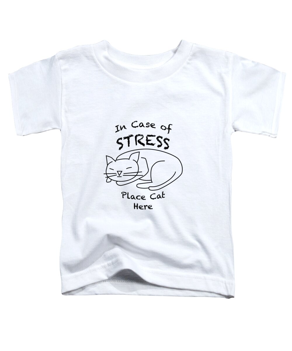 Cat Toddler T-Shirt featuring the drawing In case of stress, place cat here t-shirt by David Smith