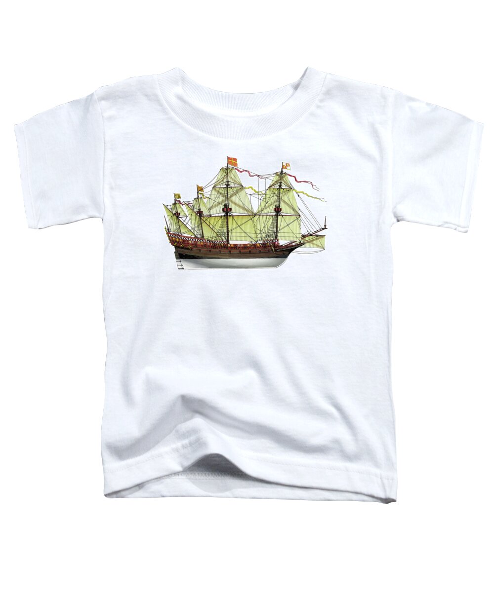 Invincible Toddler T-Shirt featuring the drawing Invincible Armada Galleon by The Collectioner