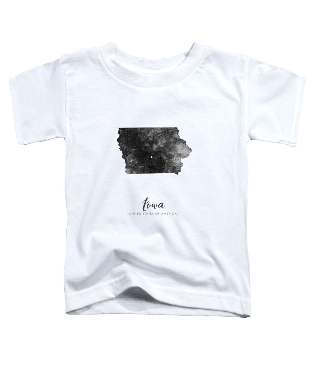Iowa Toddler T-Shirt featuring the mixed media Iowa State Map Art - Grunge Silhouette by Studio Grafiikka