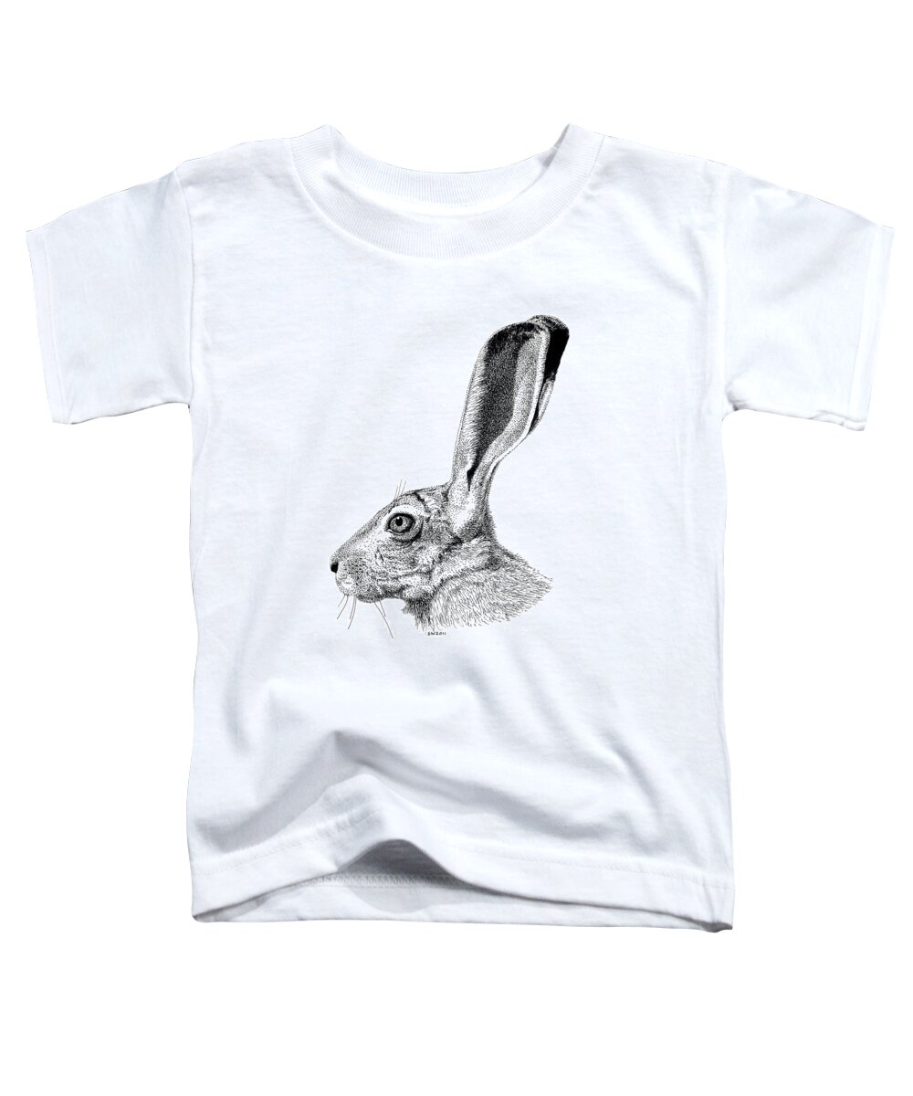 Pen Toddler T-Shirt featuring the drawing Jackrabbit by Scott Woyak