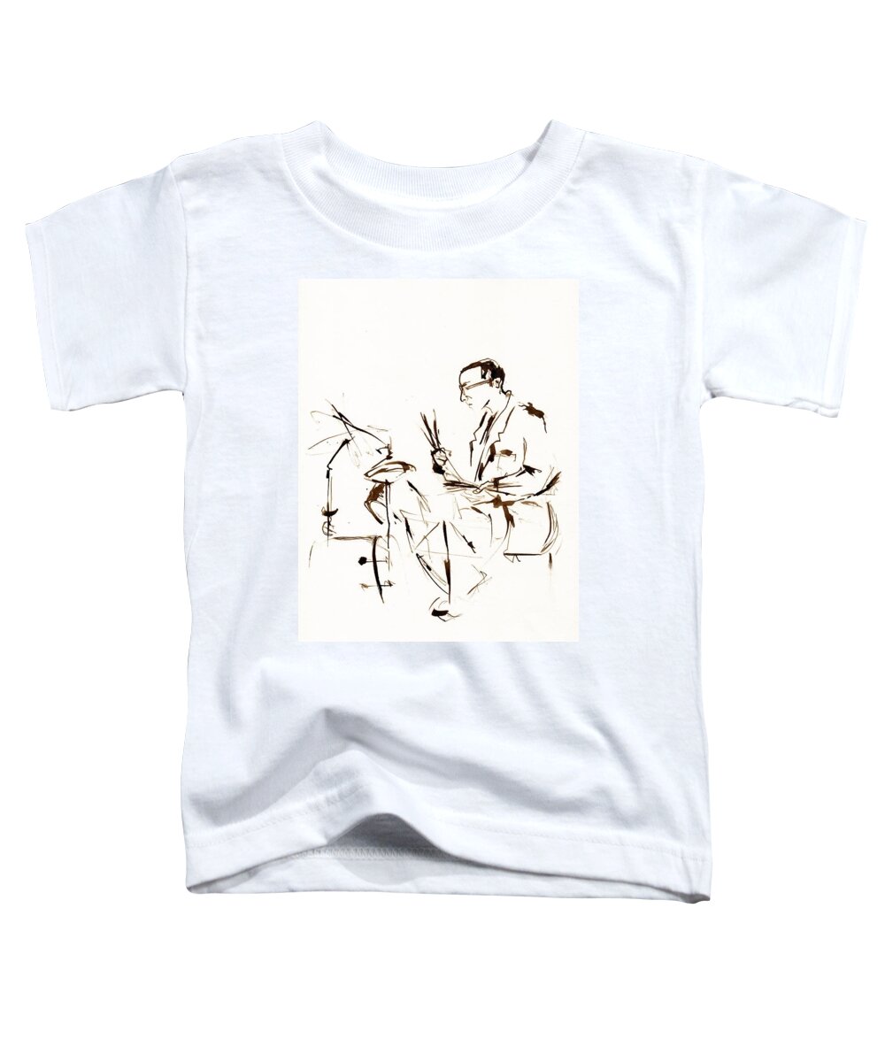Jazz Toddler T-Shirt featuring the drawing Jazz musician_11 by Karina Plachetka