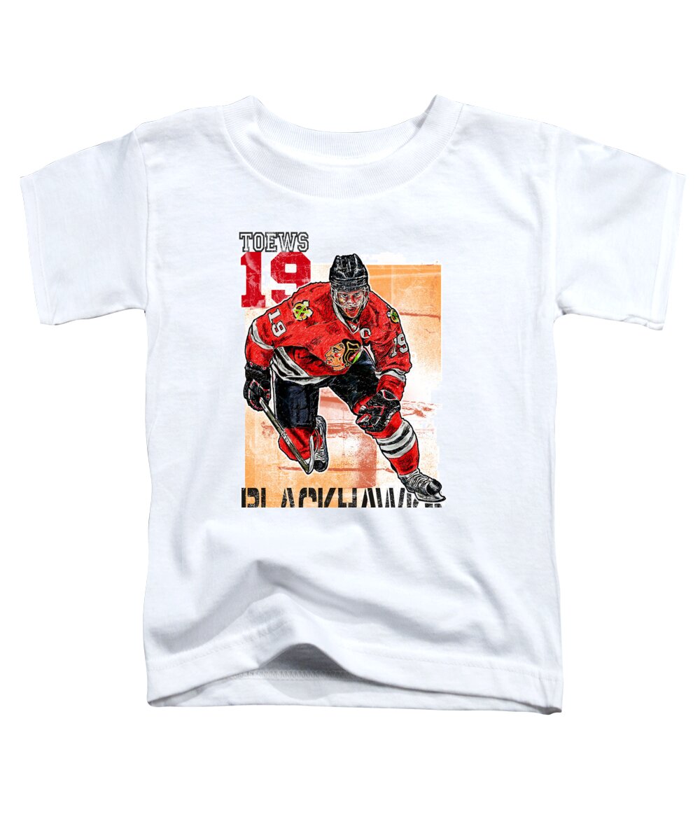 Ice Hockey Toddler T-Shirt featuring the drawing Jonathan Toews by Maria Arango