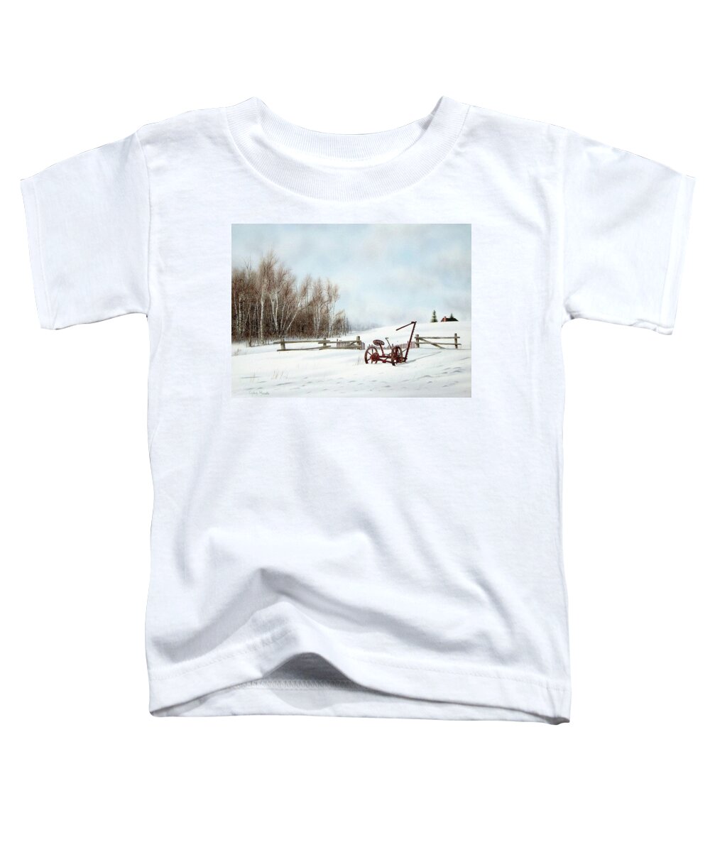 Landscape Toddler T-Shirt featuring the painting Just waiting for Spring by Conrad Mieschke