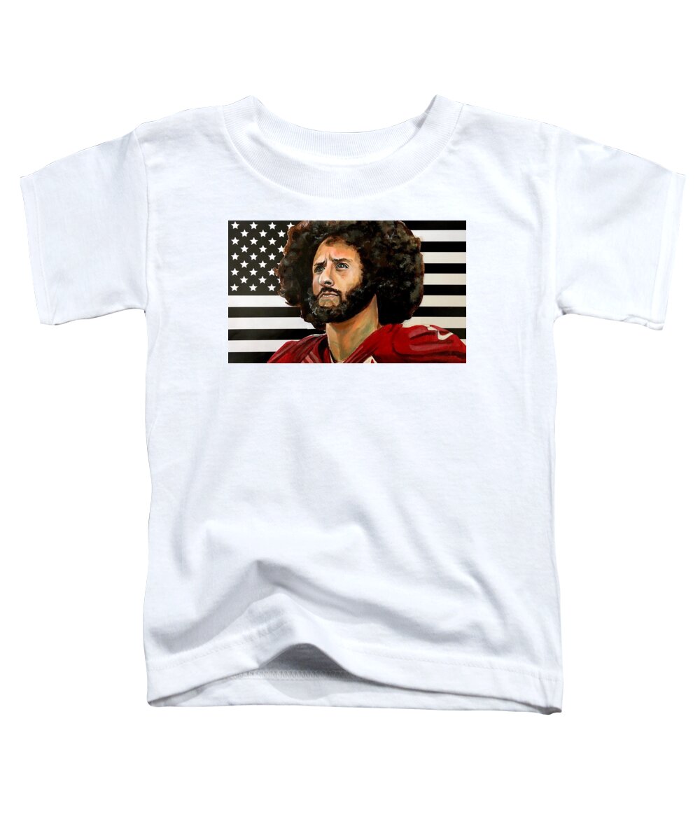 Colin Kaepernick Toddler T-Shirt featuring the painting Kaeptain America by Joel Tesch