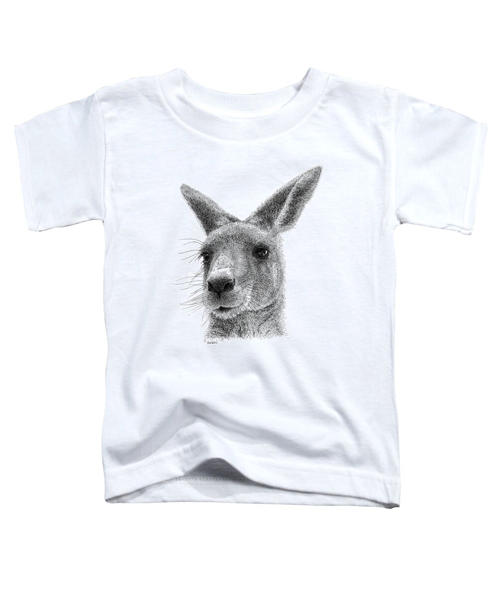 Kangaroo Toddler T-Shirt featuring the drawing Kangaroo by Scott Woyak