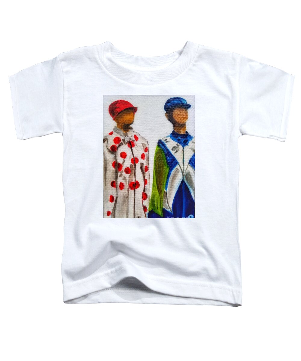 Jockeys Toddler T-Shirt featuring the painting Kentucky Derby Jockey Mannequins by Mary Capriole