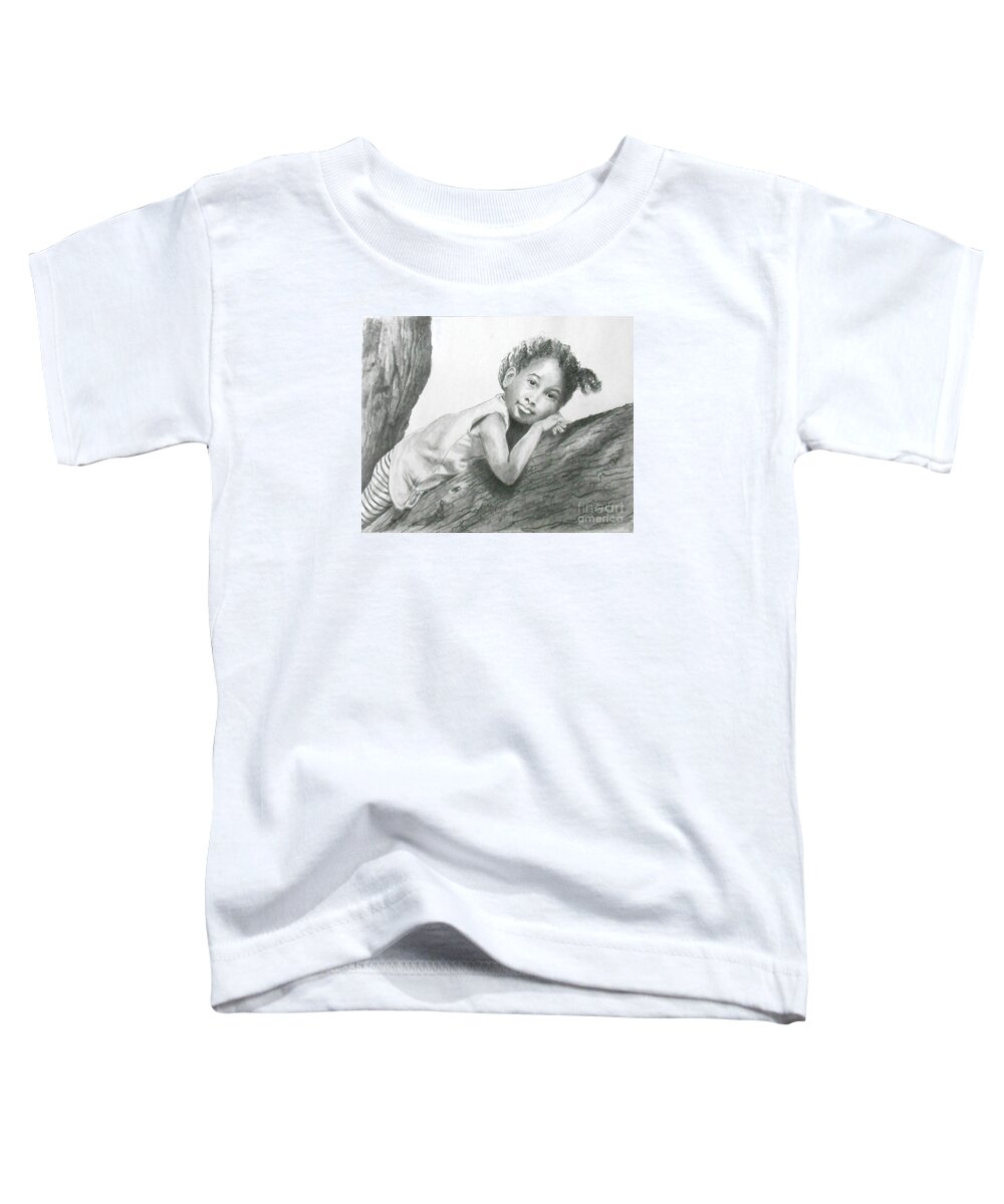 African-american Toddler T-Shirt featuring the drawing Kirikou, Dreaming -- Portrait of Little African-American Girl by Jayne Somogy
