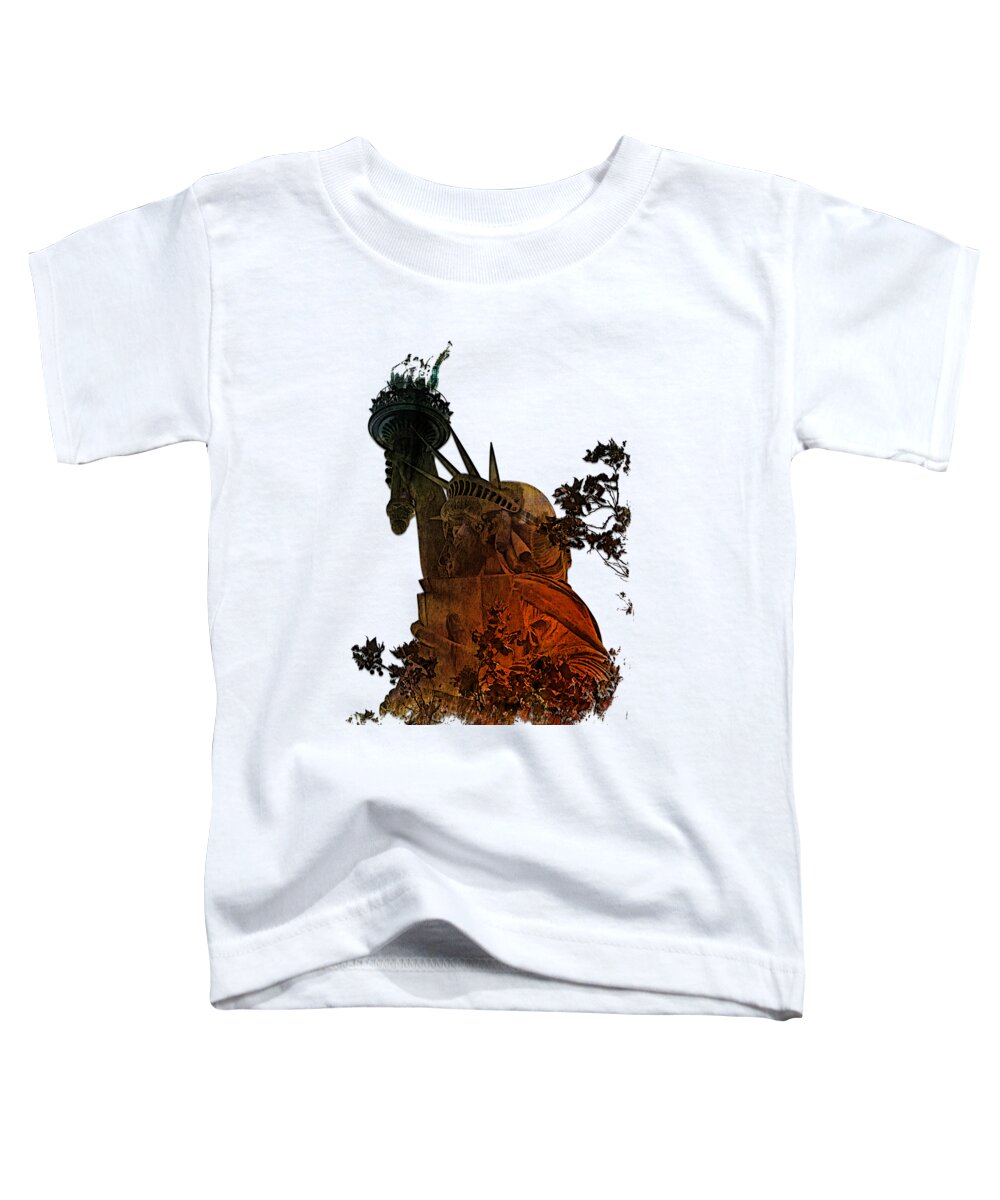 Earthy Toddler T-Shirt featuring the photograph Lady Liberty Earthy Rainbow 3 Dimensional by DiDesigns Graphics