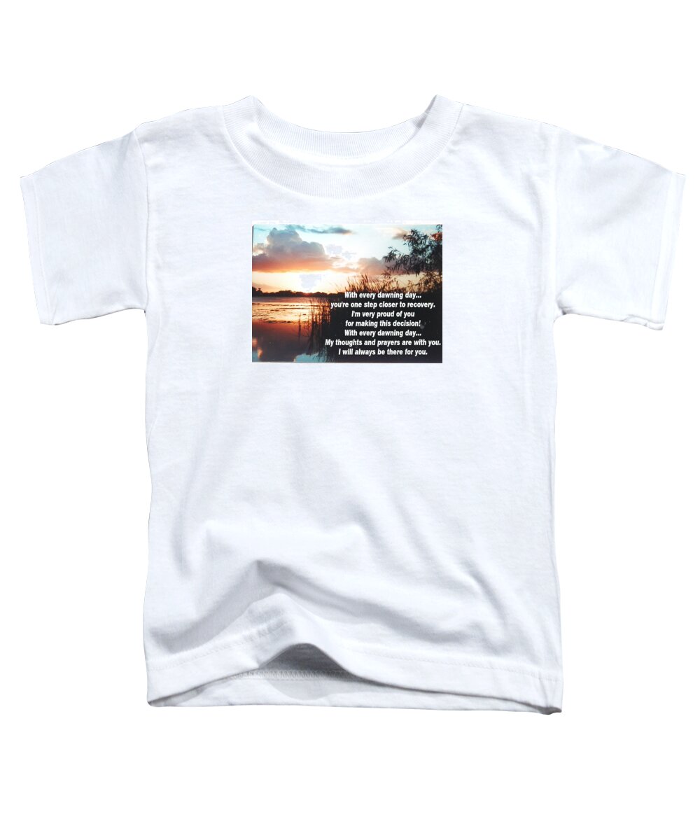 #sun #beams #blue #yellow #golden #water #lake #reflections #beauty #clouds Toddler T-Shirt featuring the photograph Lake Deer Early Dawn Word by Belinda Lee