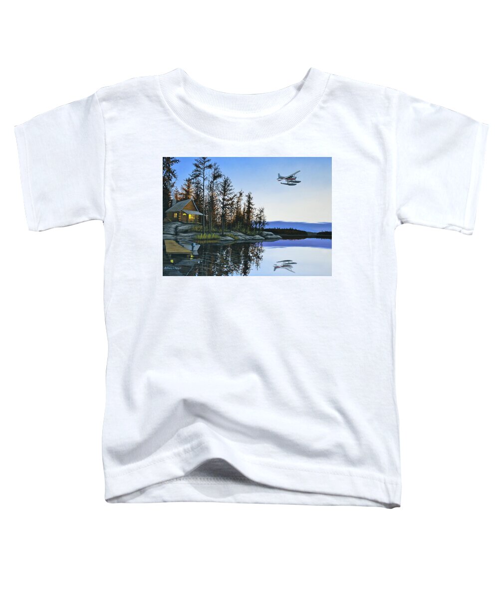 Plane Toddler T-Shirt featuring the painting Late Arrival by Anthony J Padgett