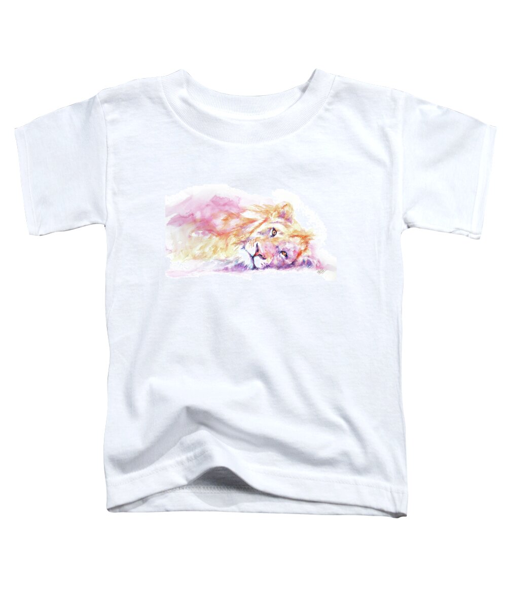 Lion Toddler T-Shirt featuring the painting Lazy Days - Lion by Stephie Butler