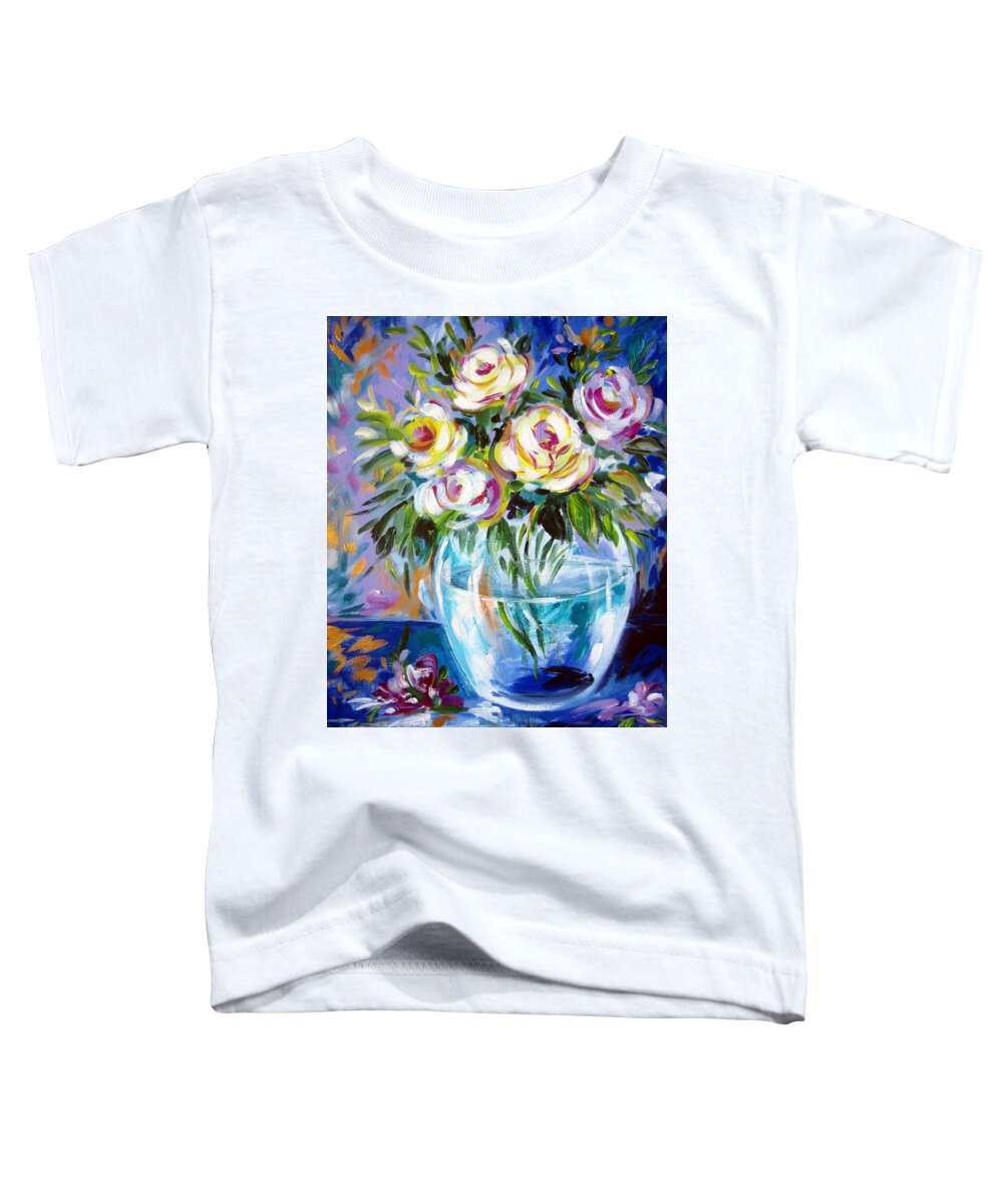 Flowers.roses Toddler T-Shirt featuring the painting Le Rose Bianche by Roberto Gagliardi