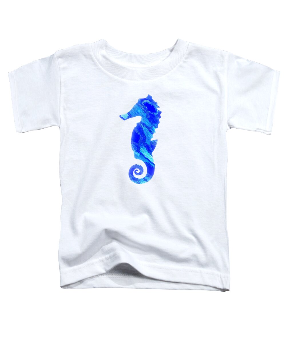 Seahorse Toddler T-Shirt featuring the mixed media Left Facing Seahorse BT by Rachel Hannah
