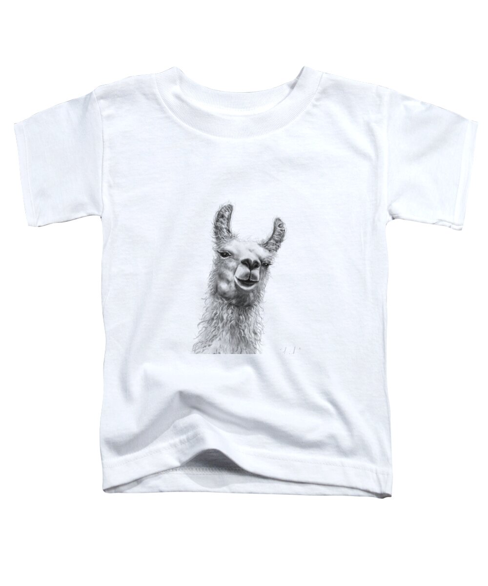 Llama Art Toddler T-Shirt featuring the drawing Leigh by Kristin Llamas