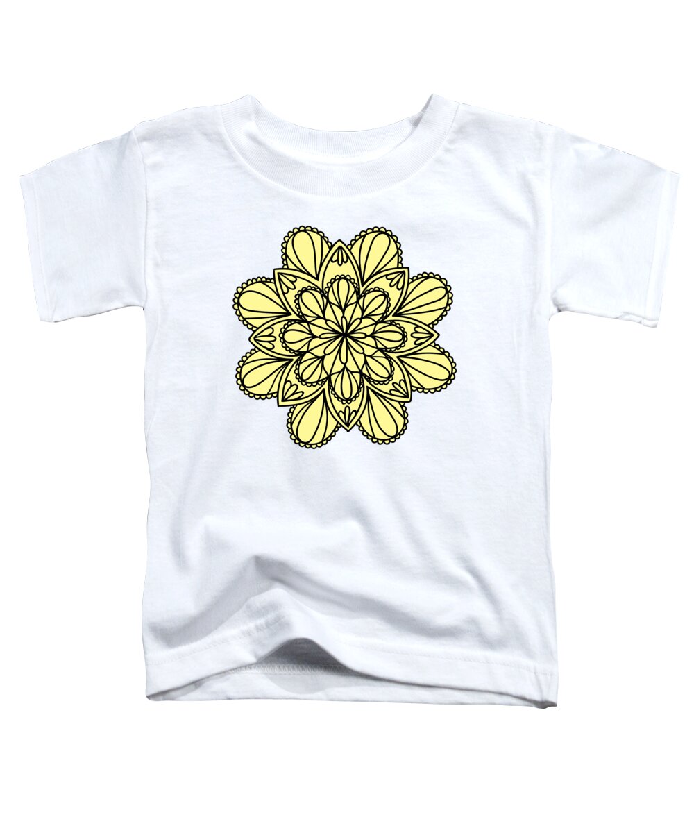 Georgiana Romanovna Toddler T-Shirt featuring the digital art Lemon Lily Mandala by Georgiana Romanovna