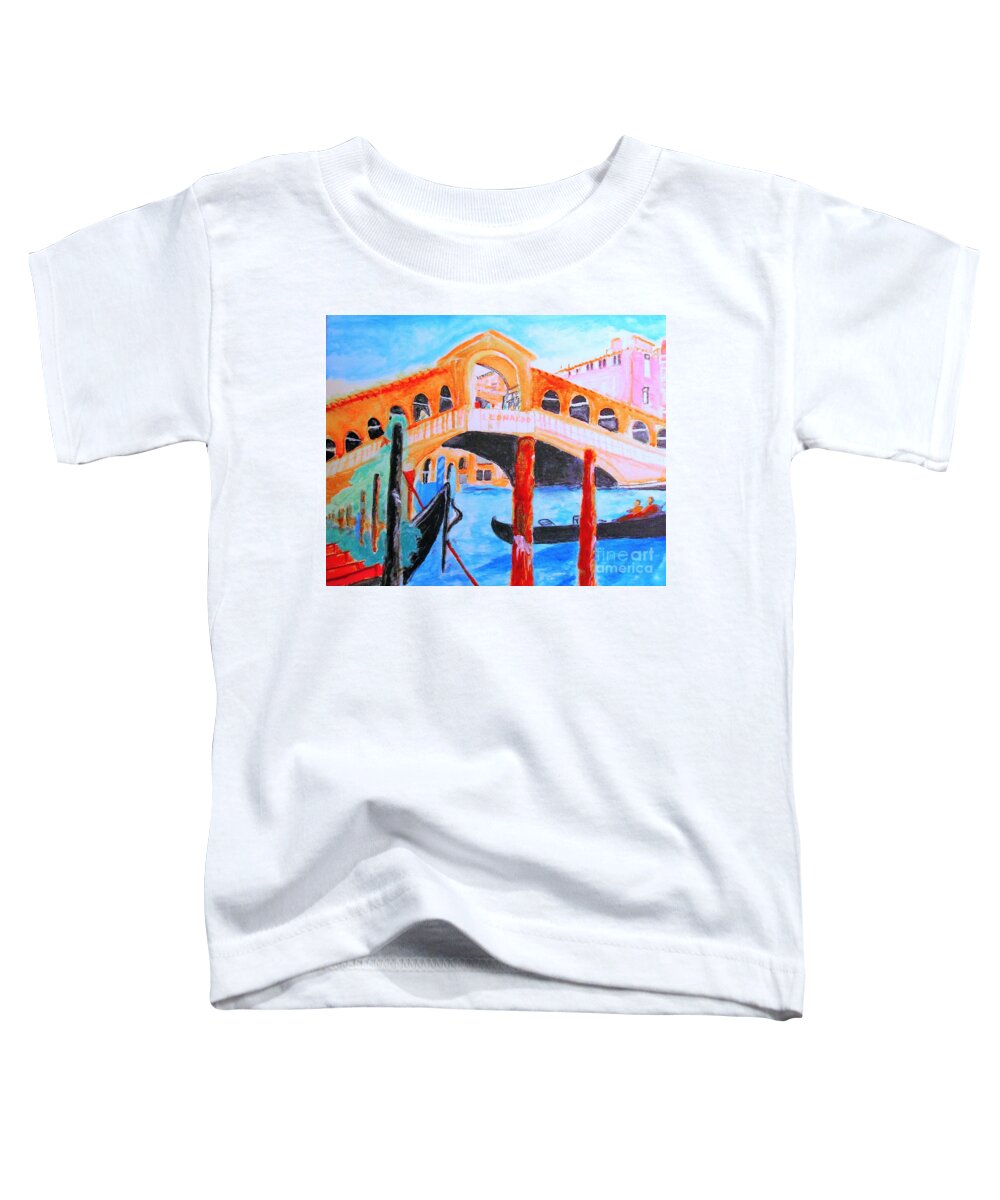 Leonardo Da Vinci Festival Of Venice Toddler T-Shirt featuring the painting Leonardo Festival of Venice by Stanley Morganstein