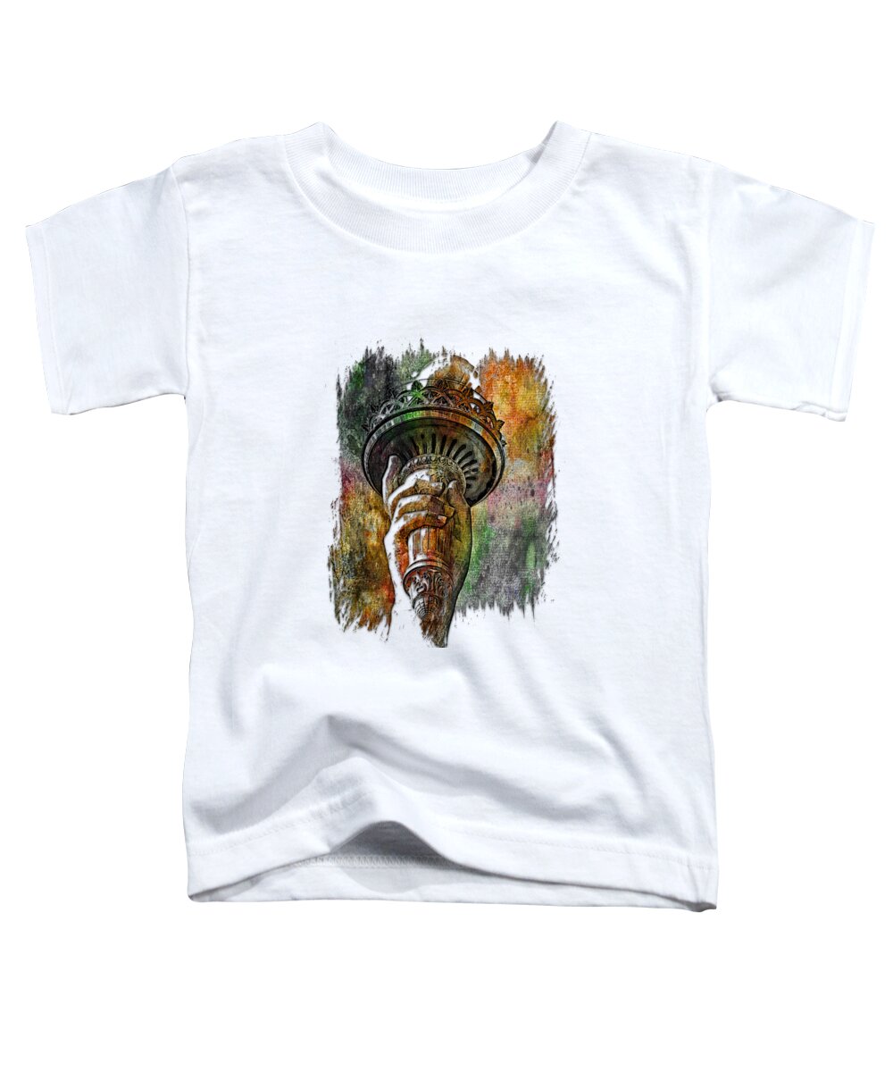 Statue Of Liberty Torch Toddler T-Shirt featuring the photograph Light The Path Muted Rainbow 3 Dimensional by DiDesigns Graphics