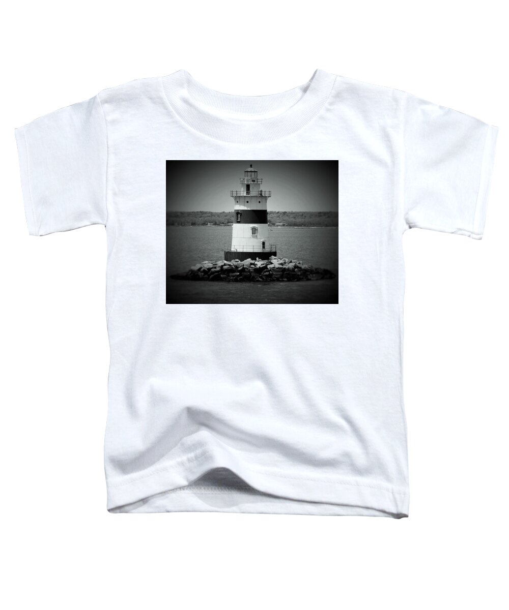 Lighthouse Toddler T-Shirt featuring the photograph Lights out-BW by Charles HALL