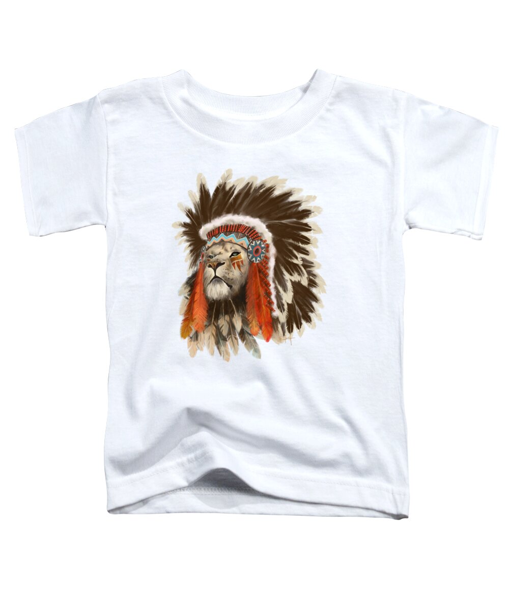 Lion Toddler T-Shirt featuring the painting Lion Chief by Sassan Filsoof
