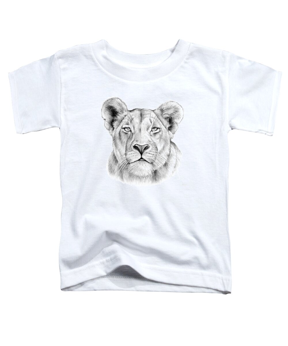 Animal Toddler T-Shirt featuring the drawing Lioness by Greg Joens