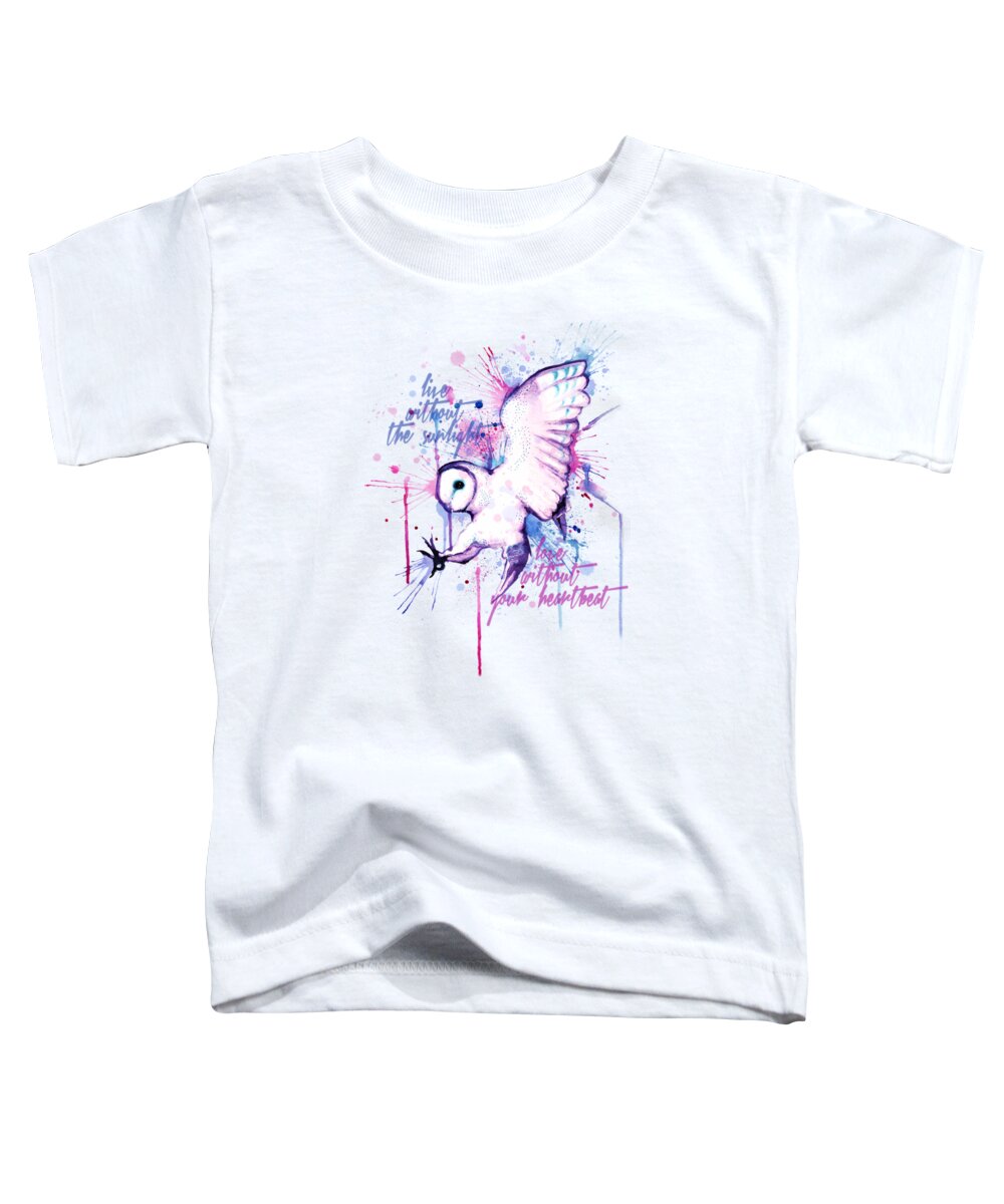 Owl Toddler T-Shirt featuring the drawing Live Without The Sunlight Owl by Ludwig Van Bacon