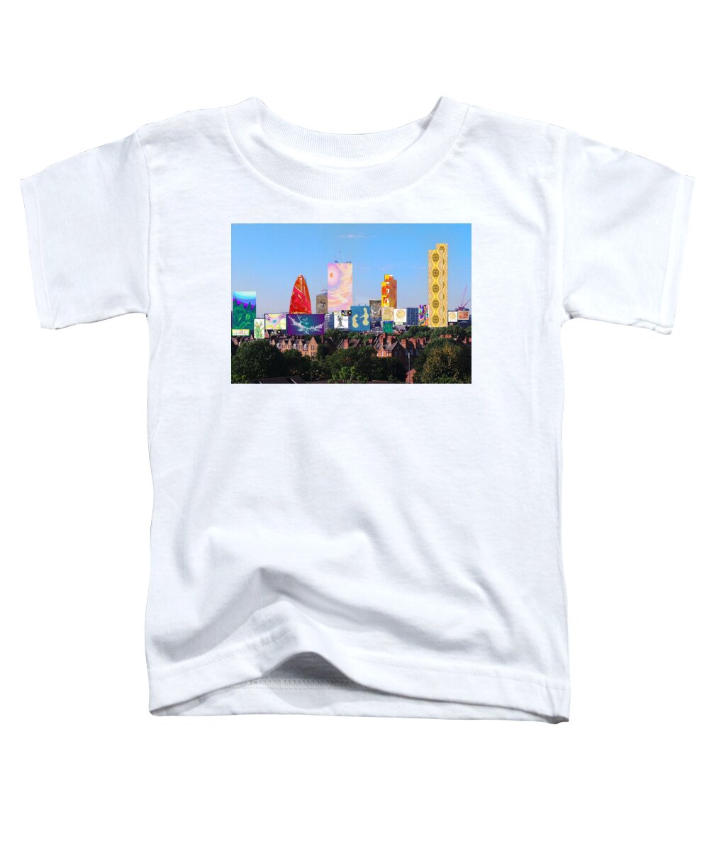 London Toddler T-Shirt featuring the digital art London Skyline Collage 1 by Julia Woodman