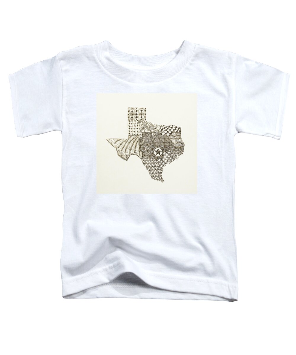 Texas Toddler T-Shirt featuring the drawing Lone Star State by Linda Clary
