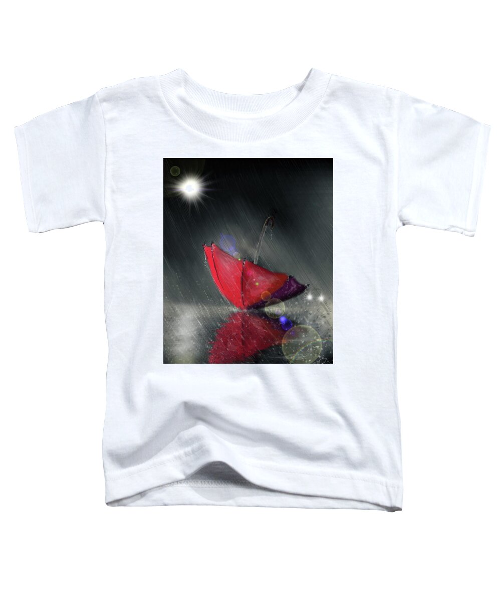Umbrella Toddler T-Shirt featuring the digital art Lonely Umbrella by Darren Cannell
