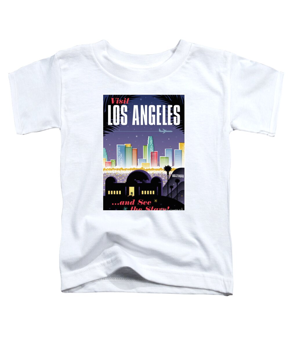 Travel Poster Toddler T-Shirt featuring the digital art Los Angeles Poster - Retro Travel by Jim Zahniser