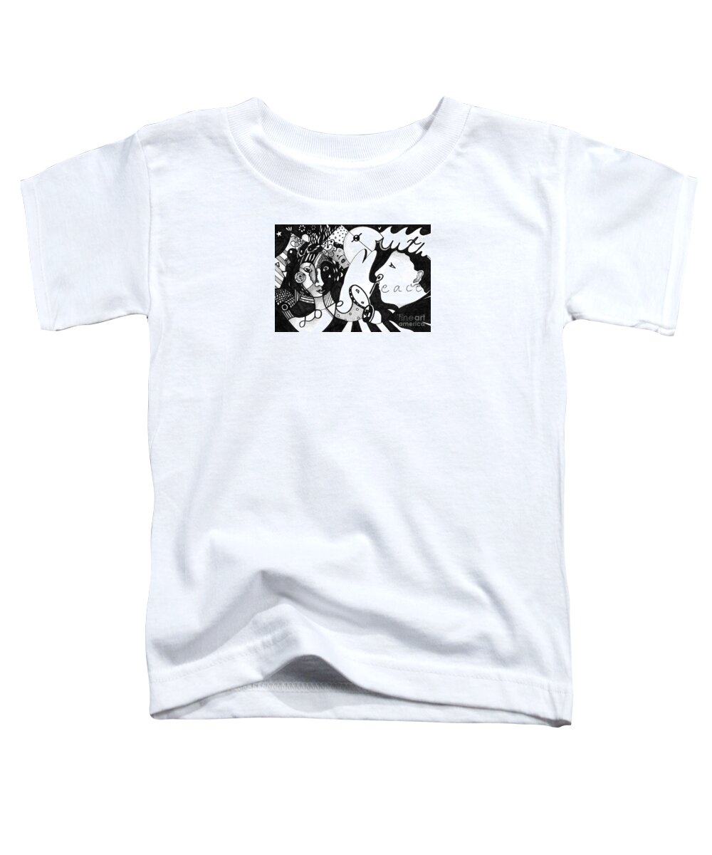 Values Toddler T-Shirt featuring the drawing Love Truth Peace by Helena Tiainen