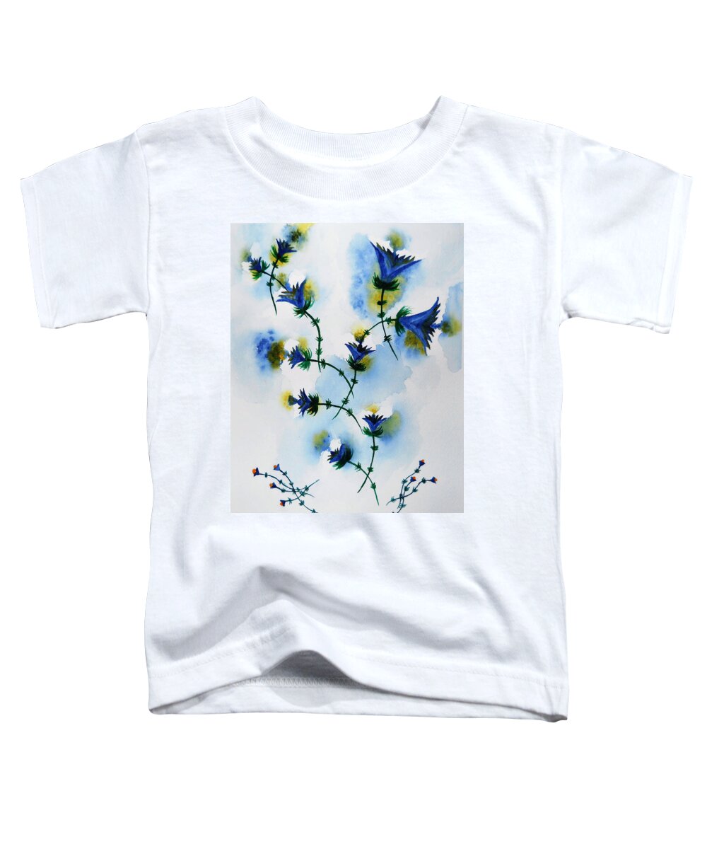 Flower Toddler T-Shirt featuring the painting Lovely Lolita's in Blue by Carol Crisafi