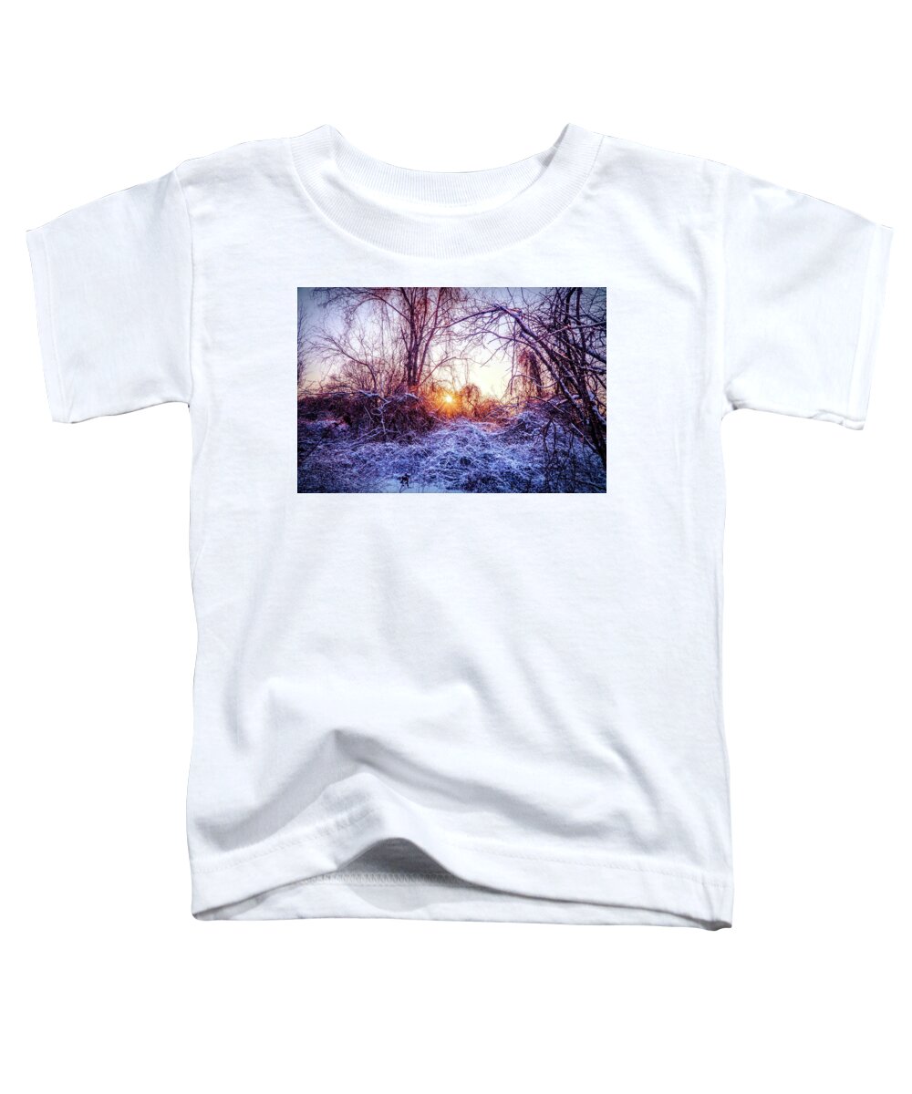Magic Of Winter Toddler T-Shirt featuring the mixed media Magic of Winter by Lilia S