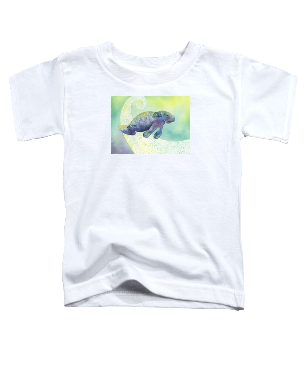 Manatee Toddler T-Shirt featuring the painting Manatee Undersea by Amy Kirkpatrick