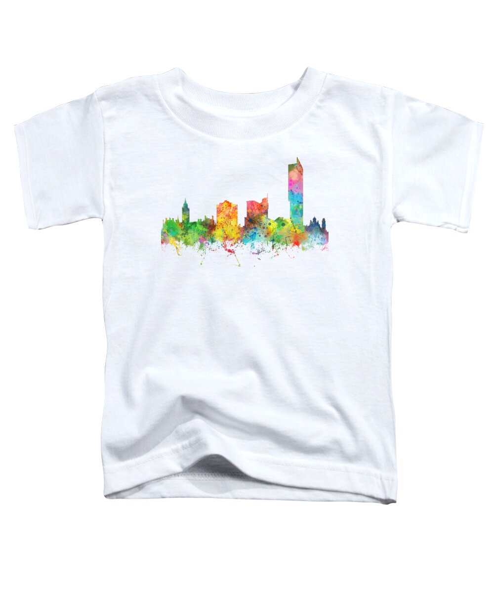 Manchester City Skyline Toddler T-Shirt featuring the digital art Manchester City Skyline by Marlene Watson