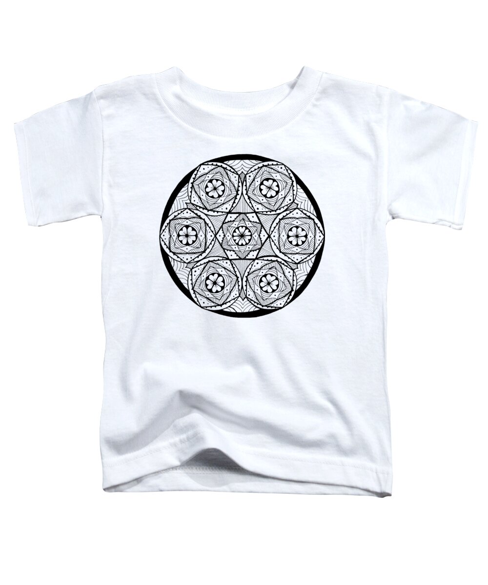 Mandala Toddler T-Shirt featuring the drawing Mandala #6 - Cinnamon Rolls by Eseret Art