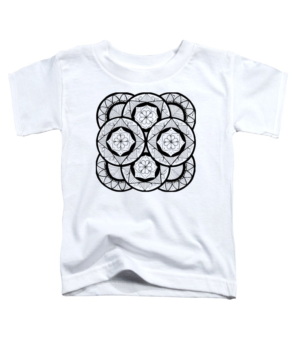 Mandala Toddler T-Shirt featuring the drawing Mandala #7 - Flowers by Eseret Art
