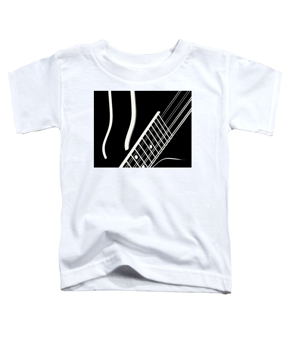 Mandolin Toddler T-Shirt featuring the digital art Mandolin Close BW by Jana Russon