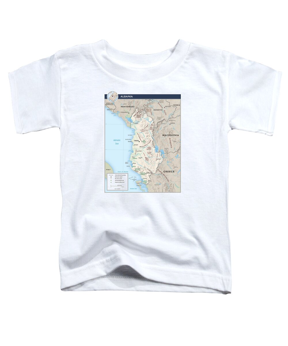 Albania Toddler T-Shirt featuring the mixed media Map of Albania by Roy Pedersen
